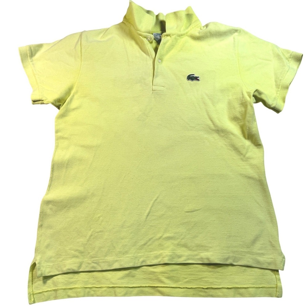 Lacoste Polo Shirt Yellow Short Sleeve Cotton Kids L 16-18 Chemise Lacoste 1980